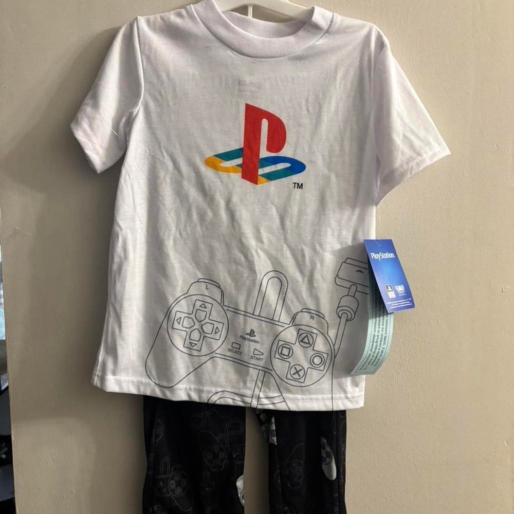 PlayStation Pajama Set Kids XS 4/5 White NWT Gaming Controller PJs